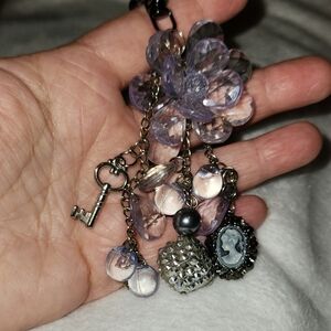 Purple and Silver Cameo Keychain